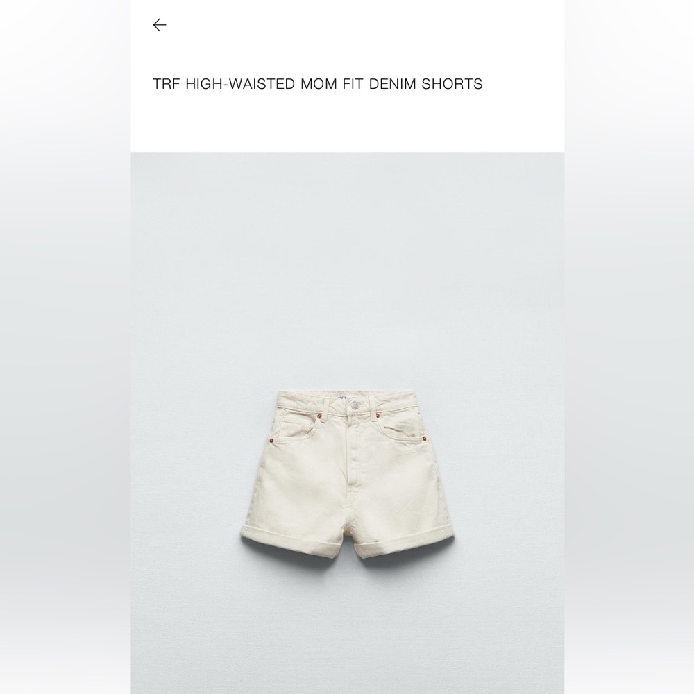 NWT Zara Mom Fit Size 6 Denim High Waisted Shorts Rolled Hem ecru